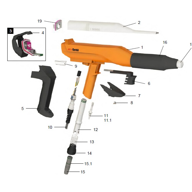 GM03/GA03 Powder Gun Cascade Negative Polarity 1007 231 (NON OEM part – compatible with certain GEMA products) 